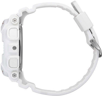 "Damklocka bakifrån: vitt armband med utskärningar, ljus boett"