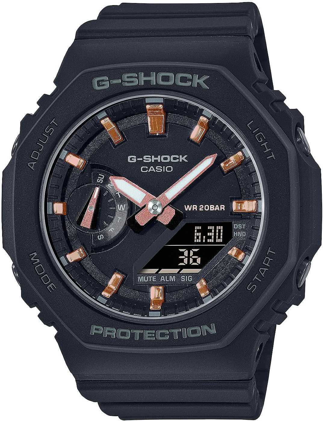 Casio G-Shock damklocka, svart boett och urtavla med digital display