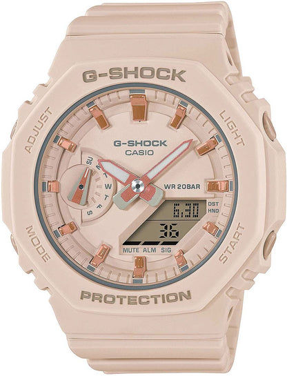 Damklocka med G-Shock-urtavla, rosa armband och skyddshölje