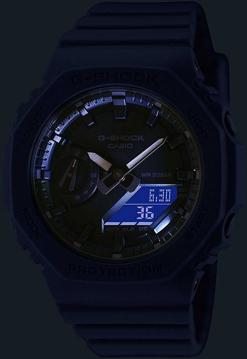 Casio G-Shock Damklocka, mörkblått hölje, belyst display, index