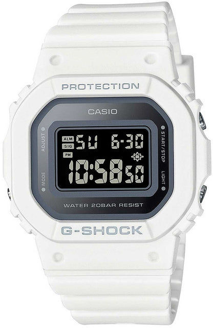 Casio G-Shock damklocka med digital display, vit boett och armband