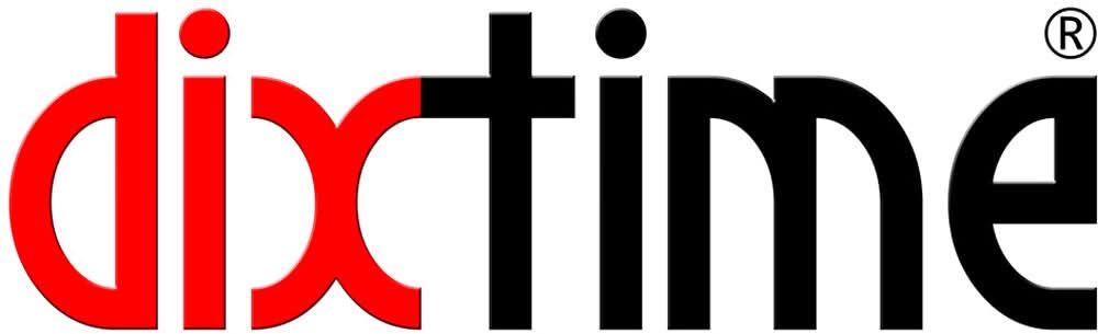 Väggklocka-logotyp med Dixtime-text