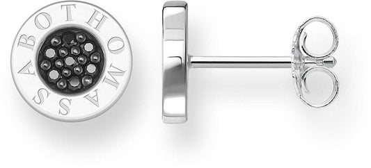 Thomas Sabo örhängen i 925 sterlingsilver, runda med svarta stenar