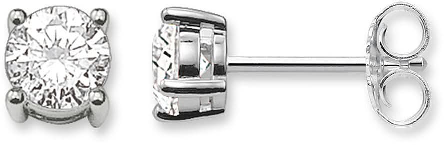 Örhängen i 925 sterlingsilver med rund, transparent sten och infattning