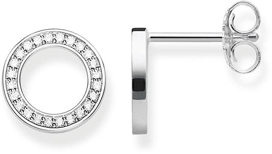 Cirkulära örhängen i 925 sterlingsilver med stenutsmyckning, rund design