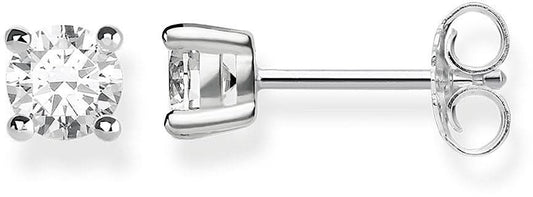Örhängen i 925 sterlingsilver med rund vit sten i klossfattning
