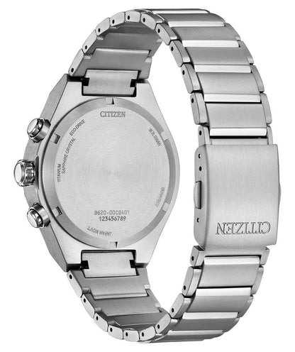 Citizen herrklocka med boettbaksida, metallarmband och kronografknappar