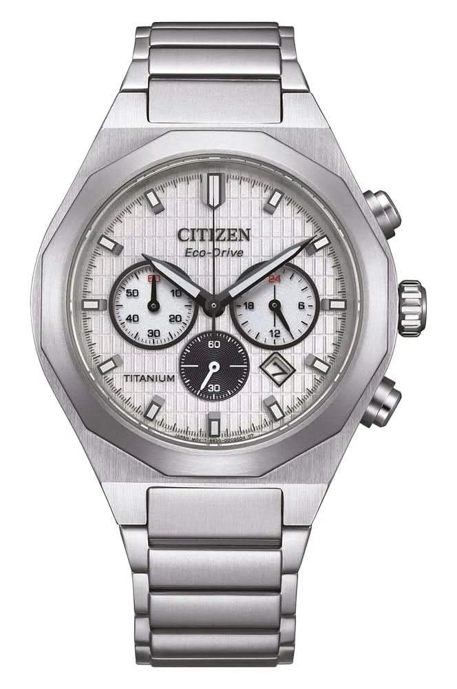 Citizen herrklocka med silverfärgad urtavla, Eco-Drive och kronograf med tre sub-urtavlor