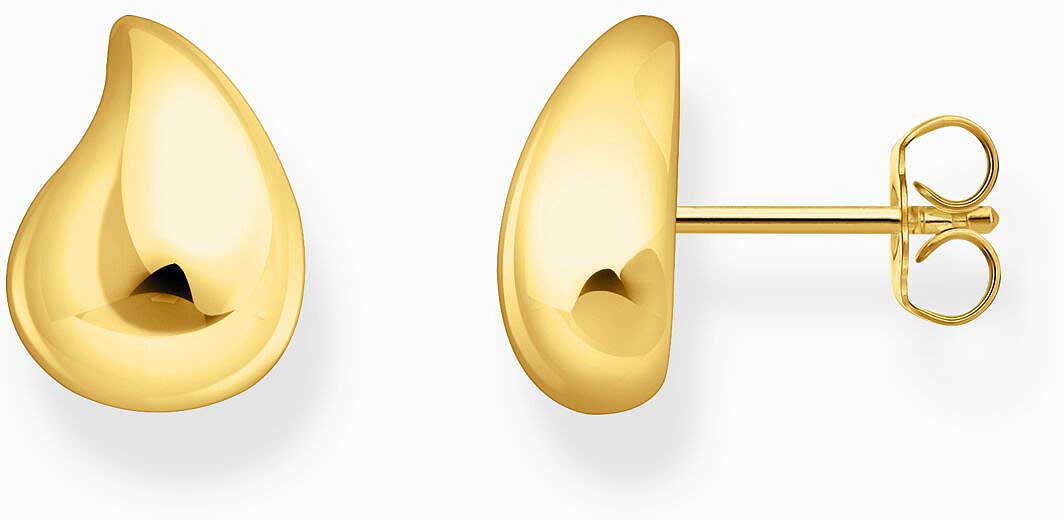 Guldpläterade örhängen i droppform med blank yta, Thomas Sabo