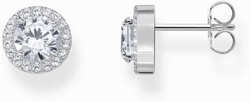 Thomas Sabo örhängen: rund halo-sten med briljantslipning