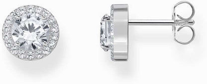 Thomas Sabo örhängen: rund halo-sten med briljantslipning