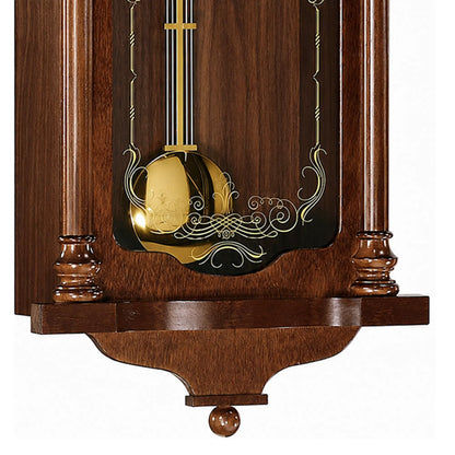 Wanduhr-Unterteil aus dunklem Holz mit goldenem Pendel und dekorativen Ornamenten