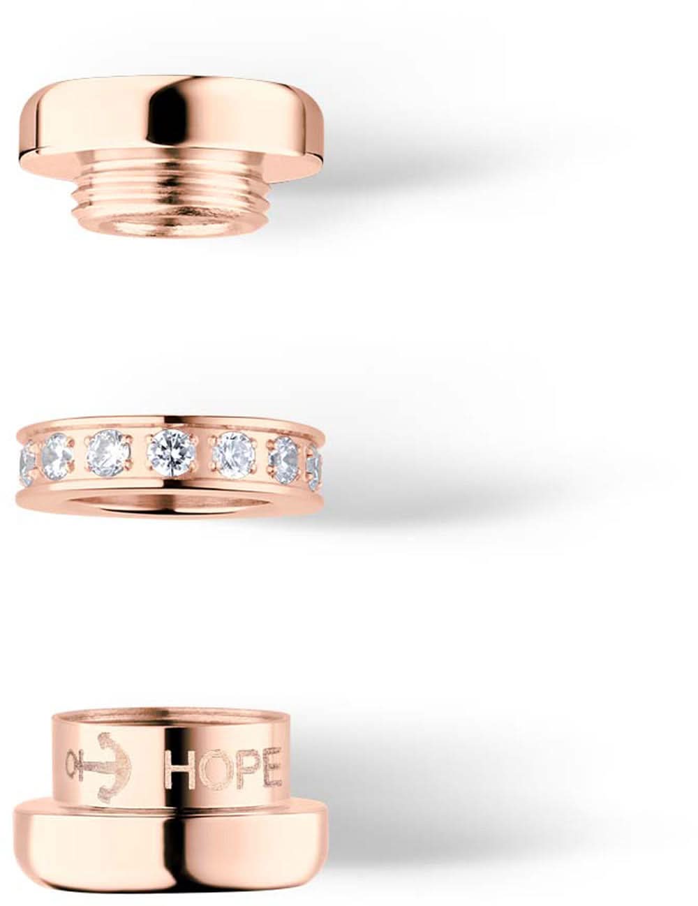 Charms i rostfritt stål med roséguldsfinish, zirkoniastenar och gravyren ”HOPE”