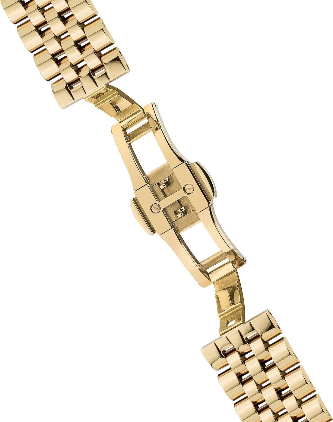 Guldfärgat metallarmband med länkarmband och spänne