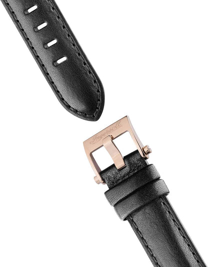 Herrur med stängning och bandfäste i svart läderarmband