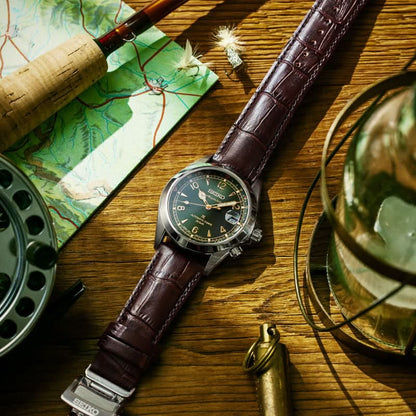 Seiko Prospex herrur med mörkgrön urtavla och brunt läderarmband