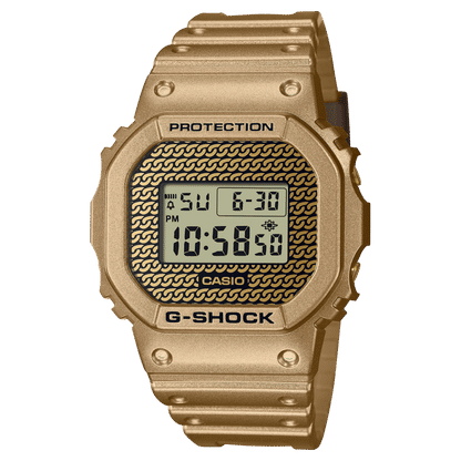 Goldene G-SHOCK Herrenarmbanduhr mit digitalem Display und geschütztem Gehäuse