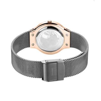 "Damklocka, bakvy: Milanese-armband med spänne och roséguldpläterat hölje"