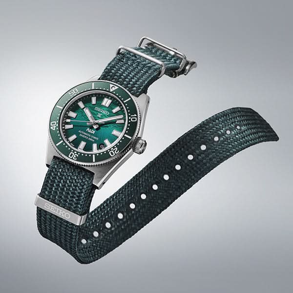 SEIKO Prospex herrur med grön urtavla och mörkgrönt textilband