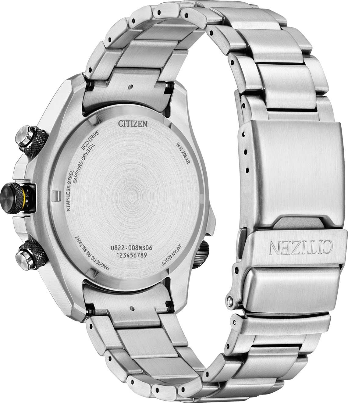 Citizen Promaster herrklocka, baksida med metallarmband och skruvar