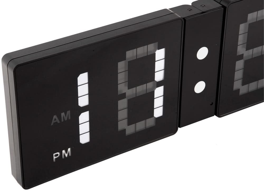 Digital väggklocka med öppen fällbar front, LED-siffror och AM/PM