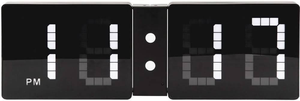 Digital väggklocka med flip-design, svart front, LED-display för AM/PM