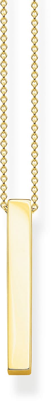 Halsband med rätblocksformat hänge i gult guldpläterat guld, lång kedja