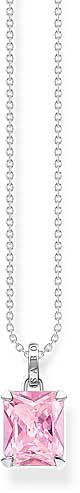 Halsband i 925 sterling silver med hänge med rosa sten och kedja