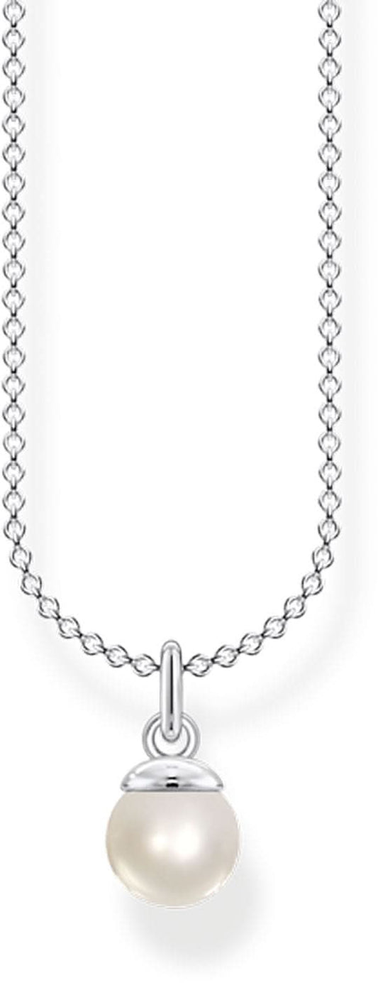 Halsband i sterlingsilver med pärlhänge, fin kedja och skjutlås