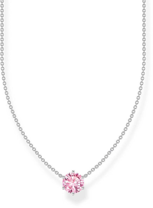 "Halsband med hänge med rosa sten och fin kedja"