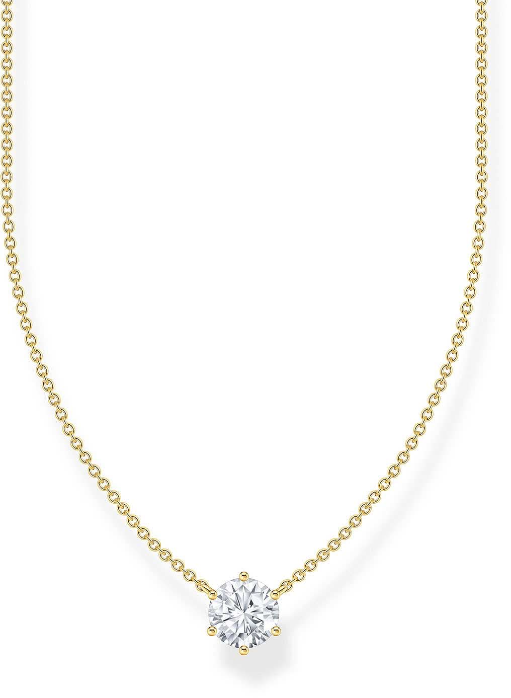 Thomas Sabo halsband med guldfärgat kedja och rund stenberlock med kristaller