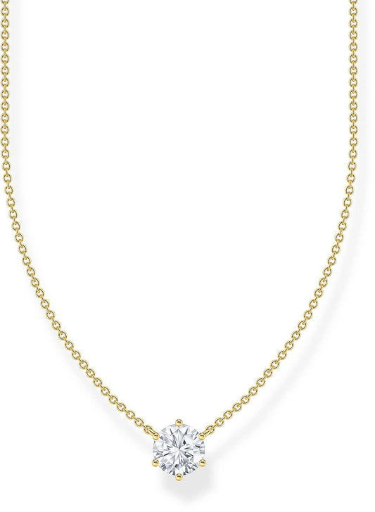 Thomas Sabo halsband med guldfärgat kedja och rund stenberlock med kristaller