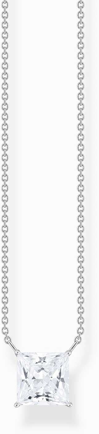 "Halsband med fin kedja och gnistrande stenberlock i ljus silverton"