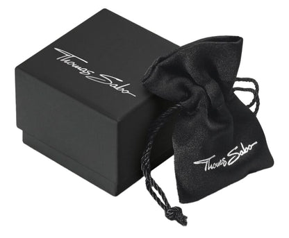 Smyckeskrin med svart tygpåse med dragsko, Thomas Sabo-logotyp