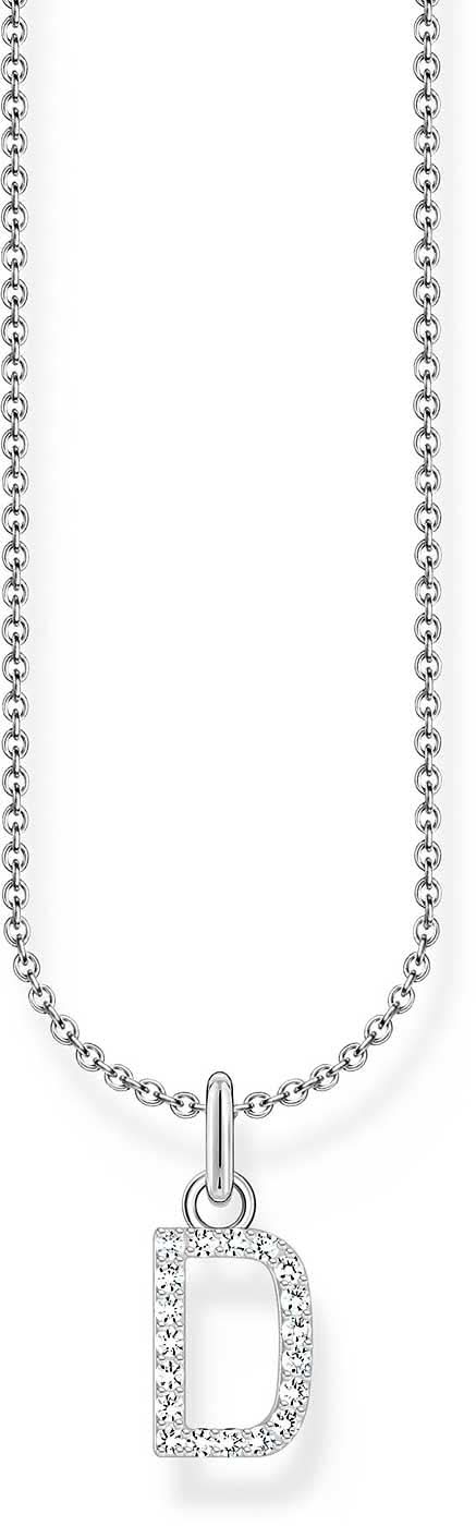 Thomas Sabo halsband med berlock, bokstaven D, silverfärgad kedja och hängande element