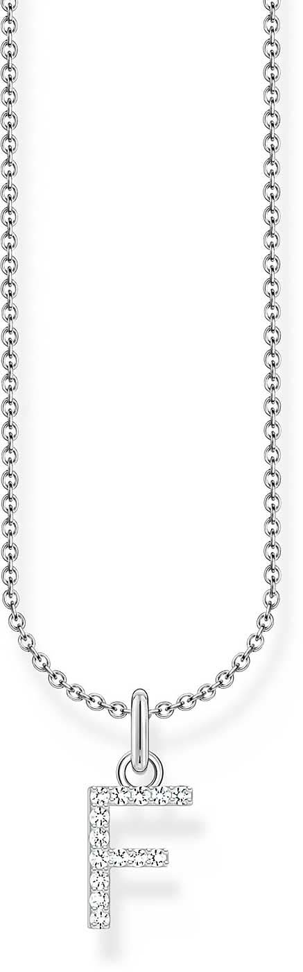 Thomas Sabo halsband med hänge, silverfärgat bokstav F, pansarkedja