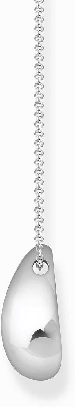 "Halsband med silverfärgad kulkedja och droppformat hänge med ögla"