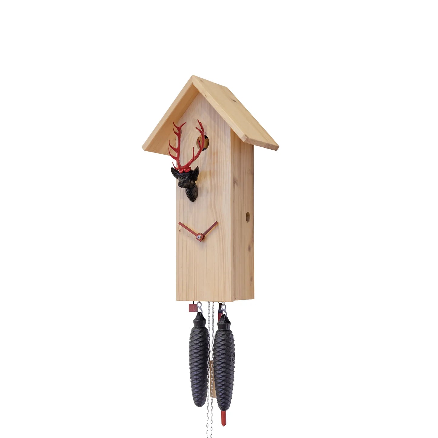 Rombach & Haas CLASSIC SLM3H-11 Väggklocka Röd/Svart/Natur • Mekaniskt 8-dagarsverk • Äkta Svartskogsgökklocka