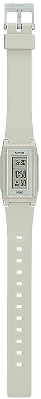 Casio Vintage-klocka med ljust gummiband, baksida och spänne med prägling