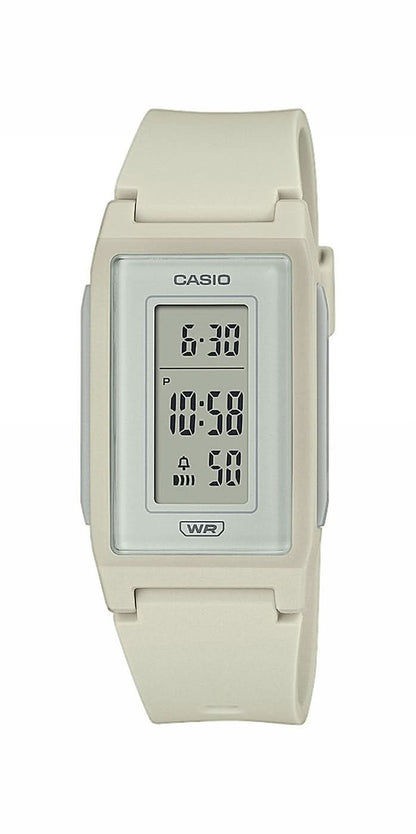 Casio Vintage-klocka med LED-display och ljust gummiarmband, rektangulärt hölje