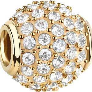 Charm i rostfritt stål från Bering Jewelry med runda, klara stenar, guldfärgad