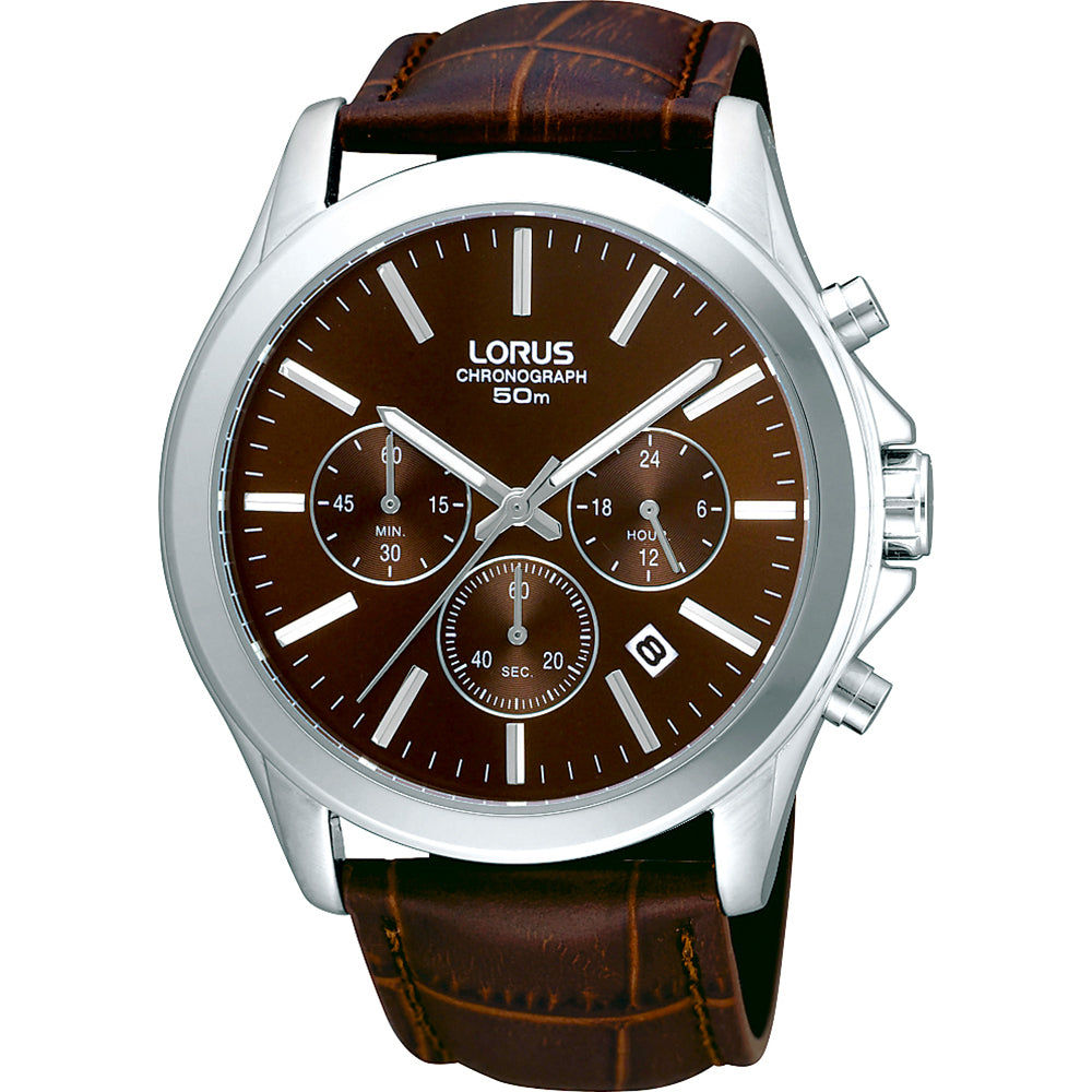 Lorus Classic RT381AX9 Herren Armbanduhr • Chronograph • Braunes Lederarmband