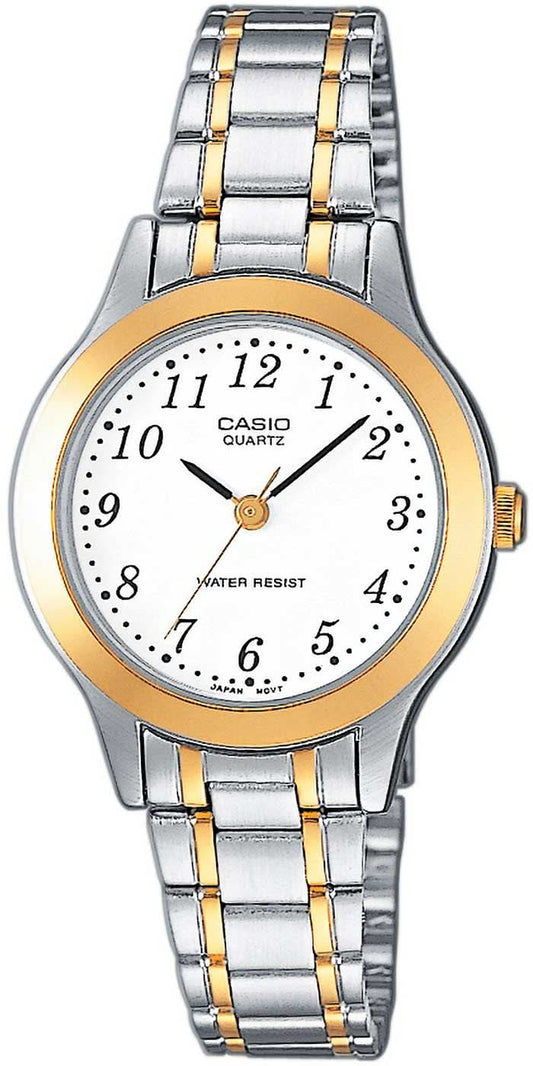 "Damklocka med analog urtavla och silverfärgat-guld färgat metallarmband, Casio"