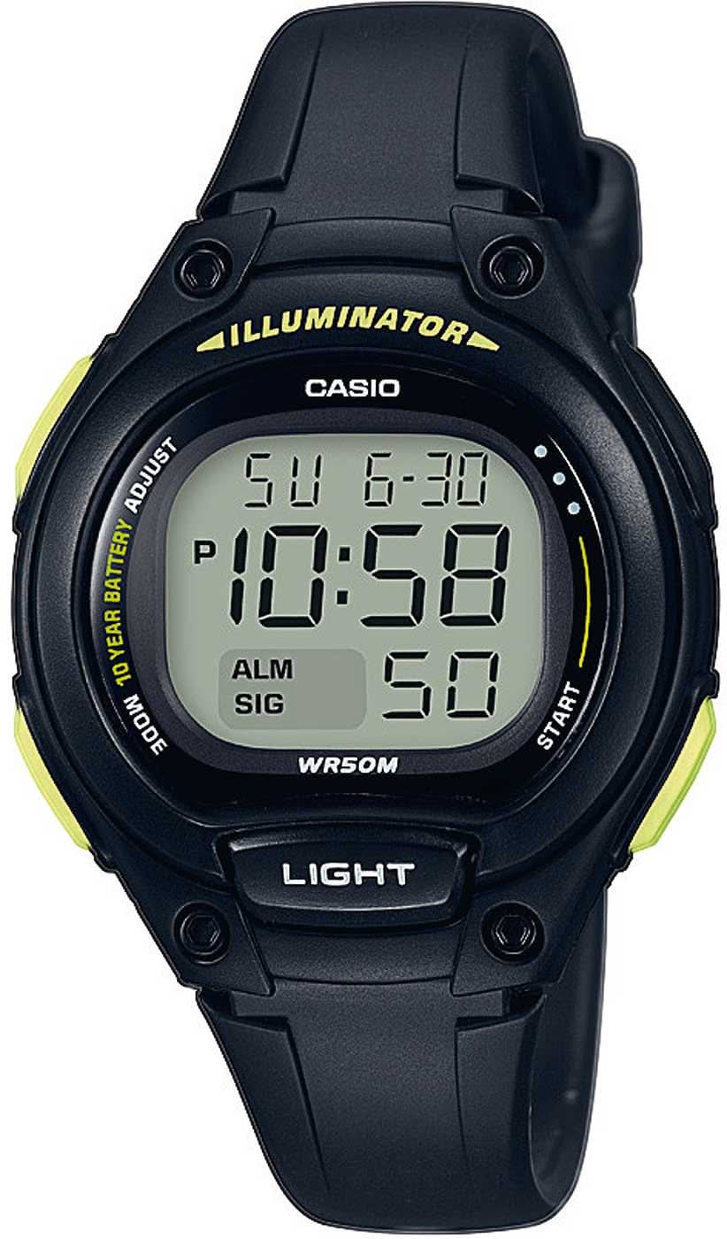 Casio digital LED-sportklocka med svart armband, stor display, Illuminator