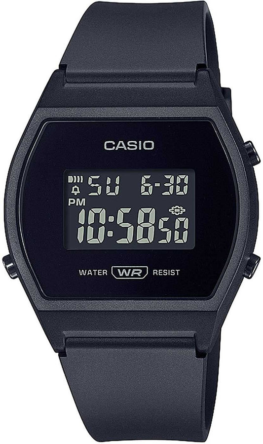 Casio damklocka med digital display och mörkt plastarmband