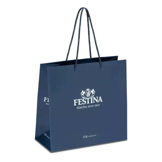 Festina pappersväska med bärhandtag och logotyp, blå