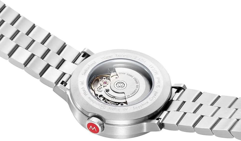 Mondaine herrur med automatverk och silverfärgat armband i rostfritt stål