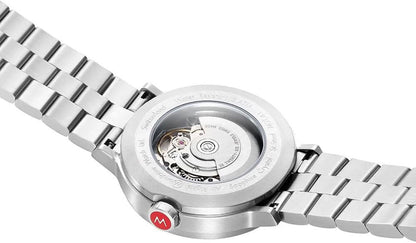 Mondaine herrur med automatverk och silverfärgat armband i rostfritt stål