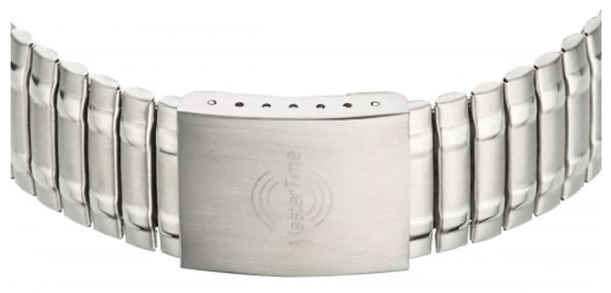 Herrarmbandsur: silverfärgat metallarmband med spänne och justeringshål