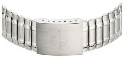 Herrarmbandsur: silverfärgat metallarmband med spänne och justeringshål